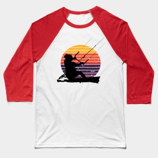 Kitesurfer Action Water Sports Artistic Silhouette Retro Sunset Baseball T-Shirt